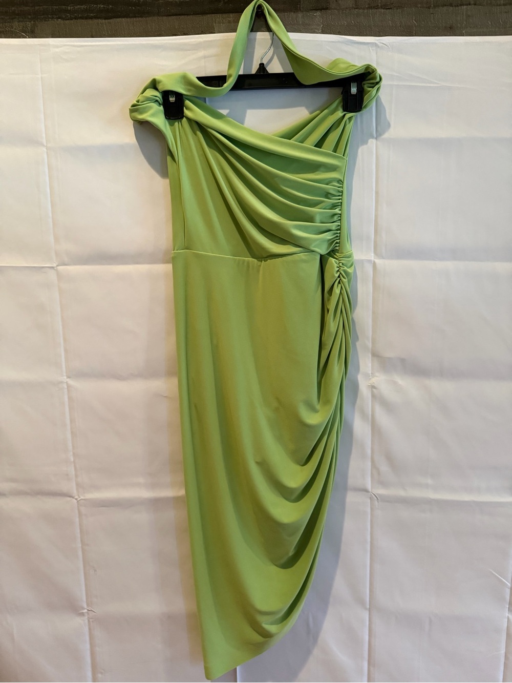 Norma Kamali Lime halter Draped Dress
